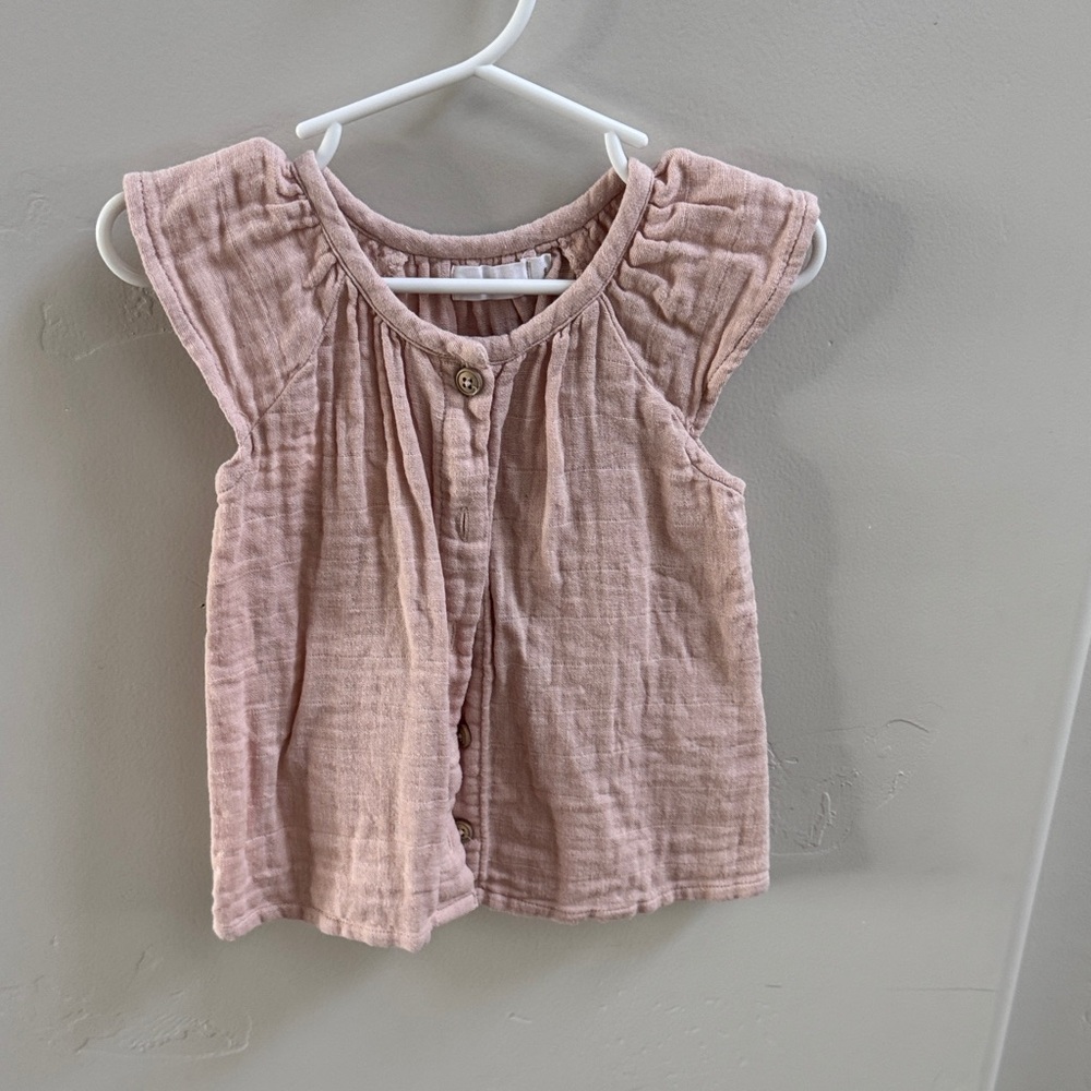 Jamie Kay Dusty Pink Gauze Flutter Sleeve Top